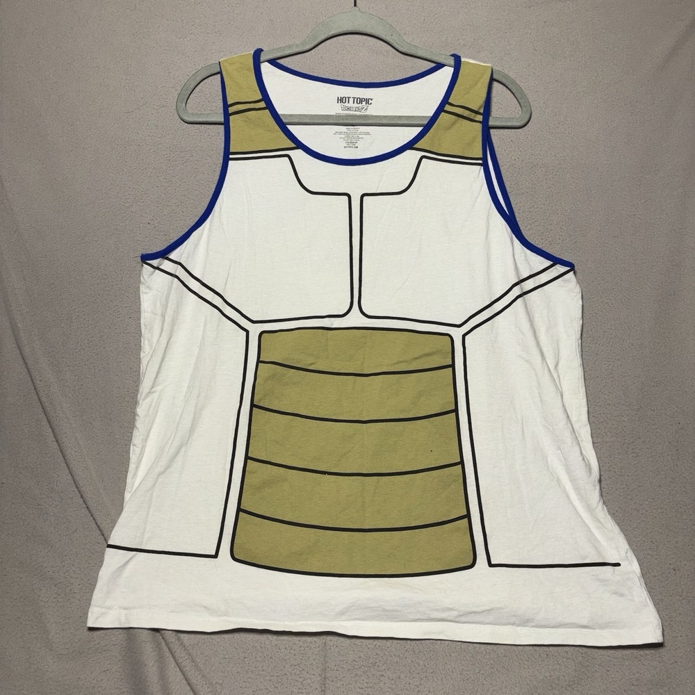 Hot Topic x Dragon Ball Z Saiyan Armor Tank Top Men's XL White Blue 2020